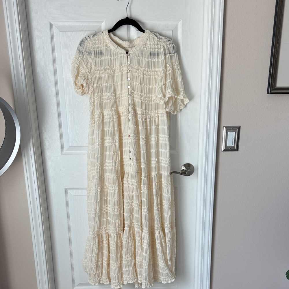 Chic Cream Button-Down Maxi Dress